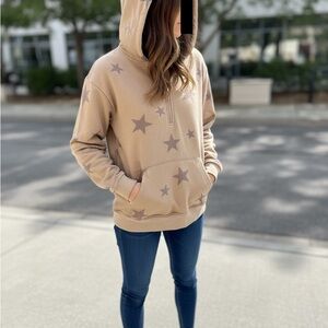 if it were me Tan Star Pattern Hoodie size medium women’s